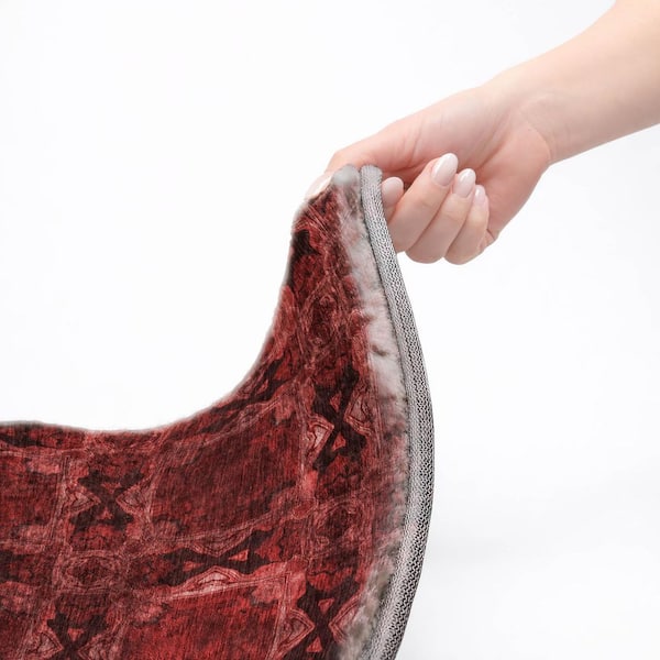 Dream Shag Premium Machine Washable Abstract ADS564 Burgundy 8 ft. x 10 ft. Area Rug