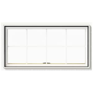 48 in. x 24 in. W-2500 Series White Painted Clad Wood Awning Window w/ Natural Interior and Screen