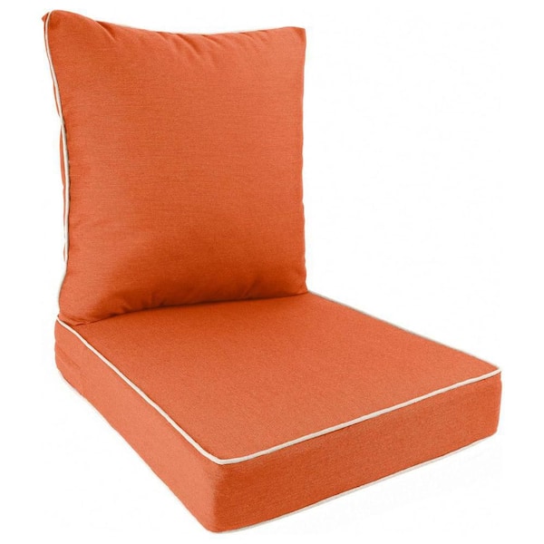 Sunbrella Outdoor Deep Seat Patio Cushion Set for Lounge Chair (Seat and Back), with Contrast Cord (Cayenne) 23 x 24