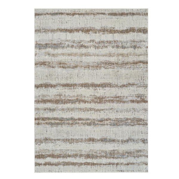 8 ft. x 11 ft. Beige and Brown Abstract Non Skid Area Rug
