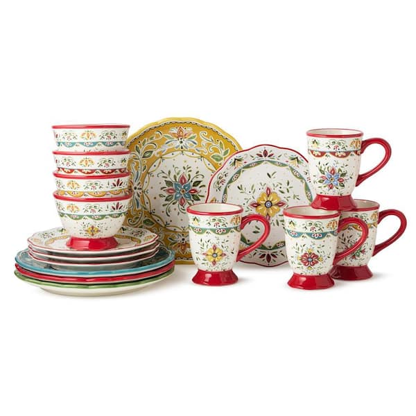 Provence 16-Piece Assorted Color Ceramic Dinnerware Set (Service Set for 4)