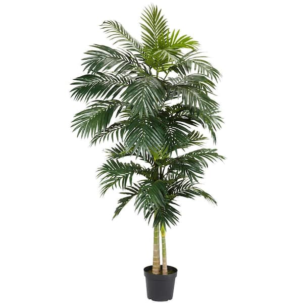 Nearly Natural 8 ft. Artificial Green Golden Cane Palm Silk Tree