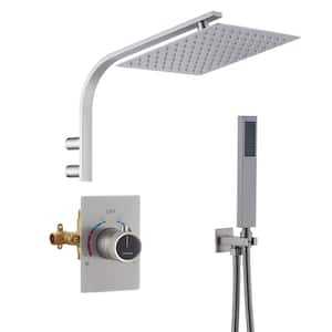 1-Spray Shower Faucet 2-Function Fixed and Handheld Shower Head 1.8 GPM in Brushed Nickel