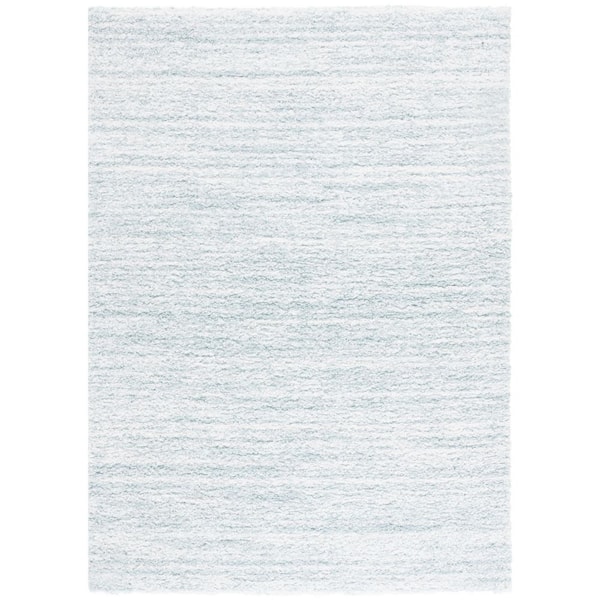 Rumi Shag 9 ft. x 12 ft. Aqua/Ivory Abstract Striped Area Rug