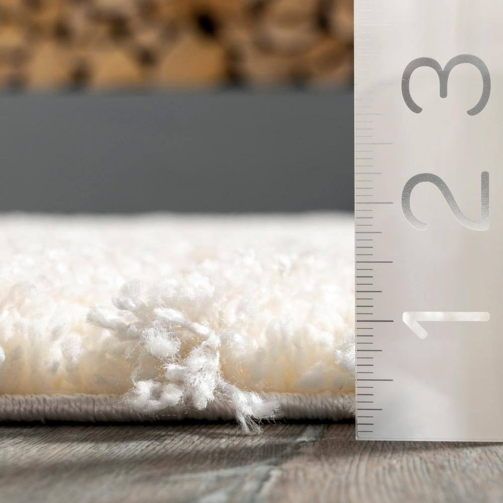 Beige Abstract Shag Synthetic 5x8 Area Rug