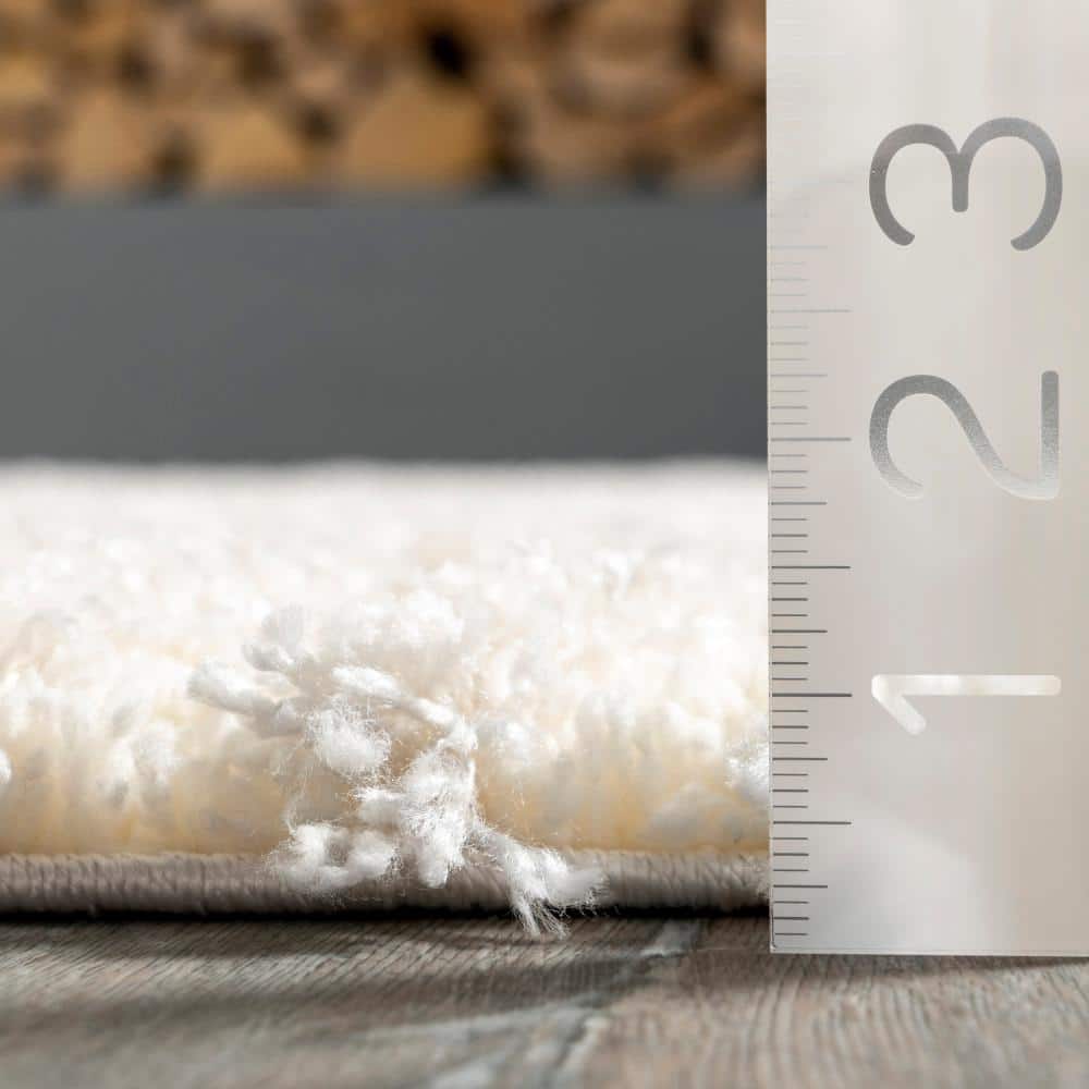 Beige Abstract Shag 8' x 10' Synthetic Area Rug