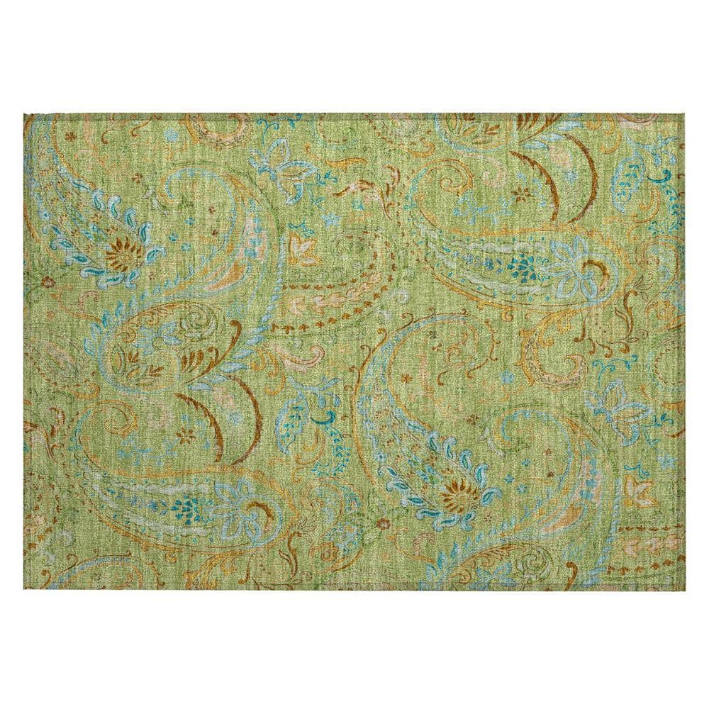HomeRoots Artichoke Green 2 ft. x 3 ft. Woven Paisley Polyester ...