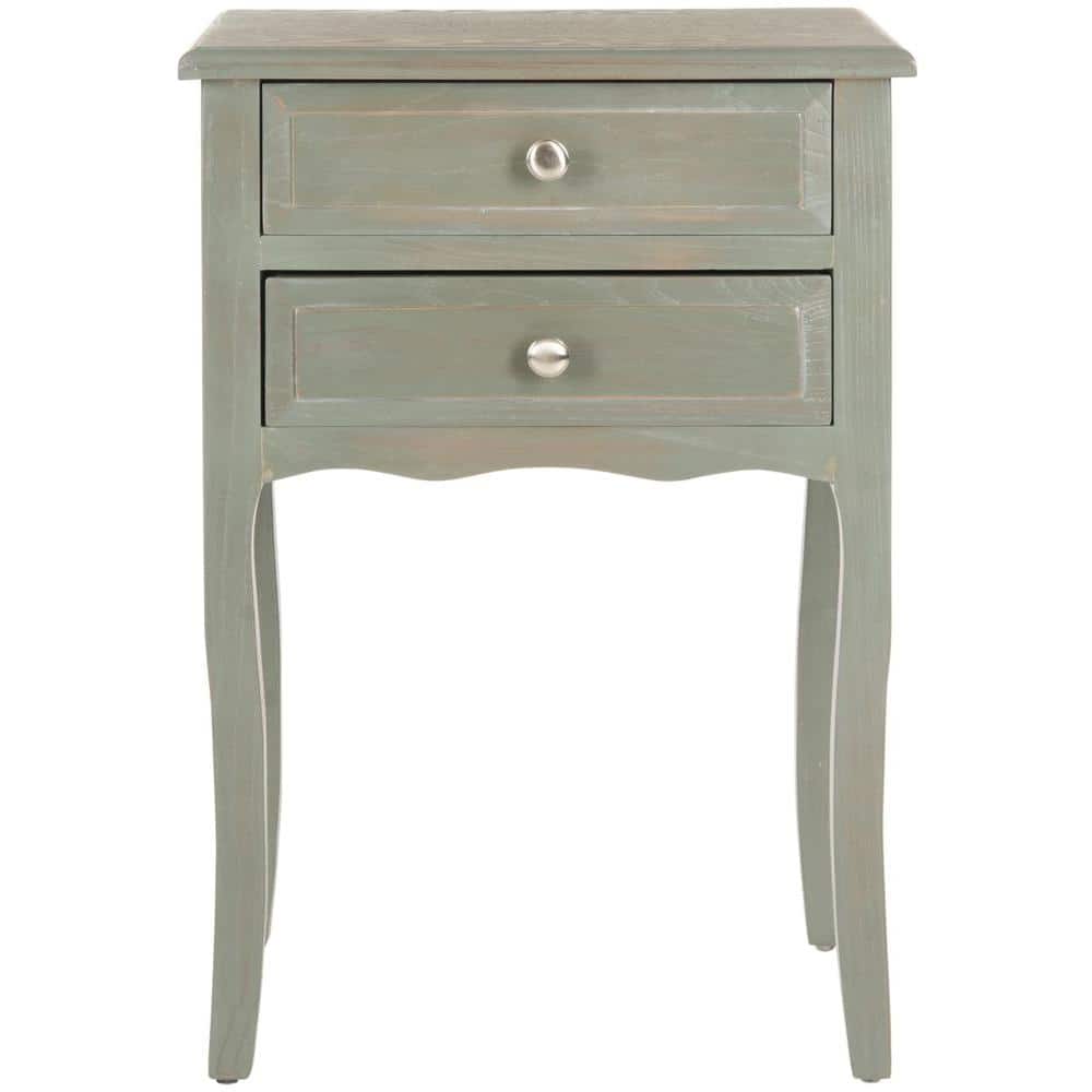 Charming Ash Grey 2-Drawer Transitional Wood End Table