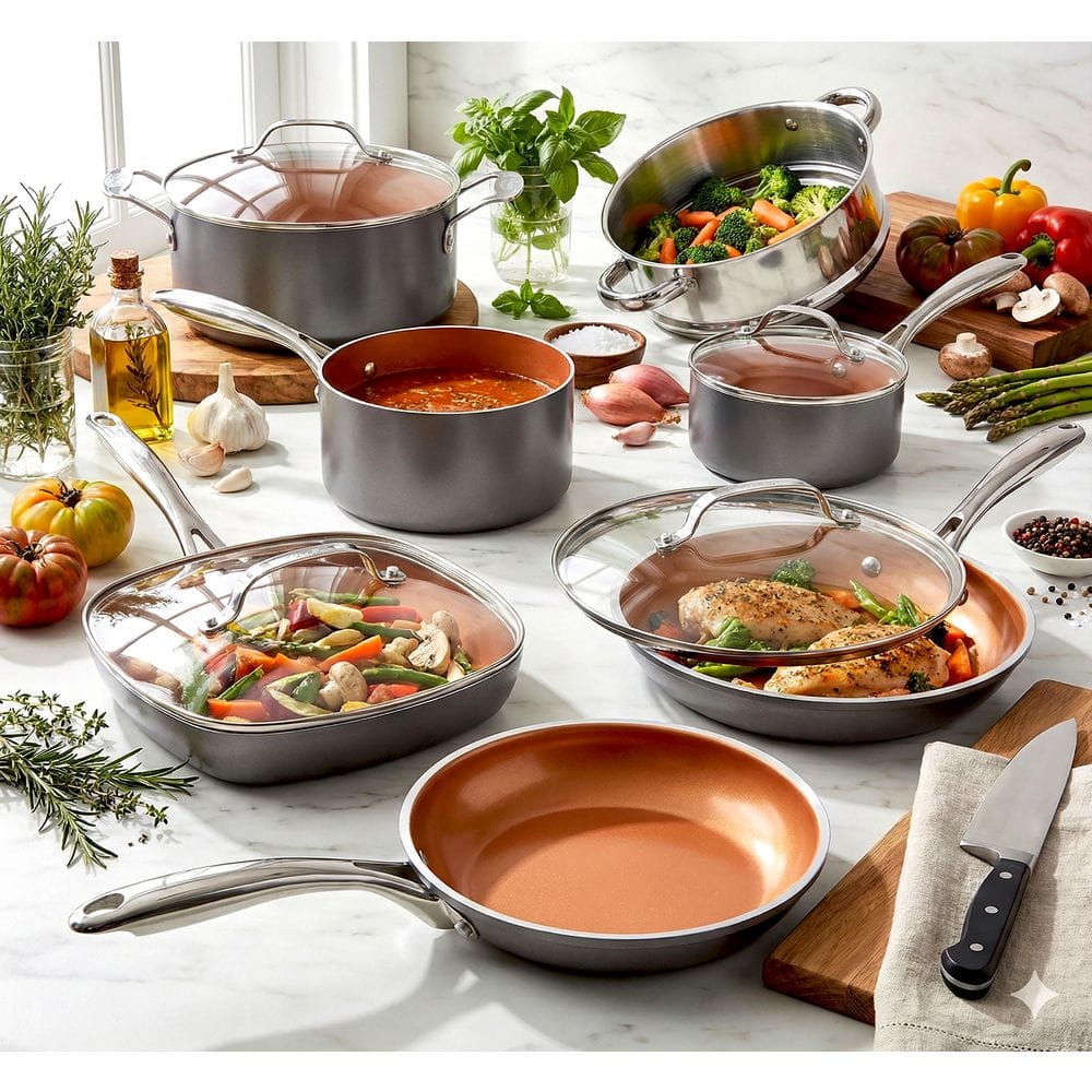 Gotham Steel 12-Piece Aluminum Ti-Ceramic Nonstick Coating