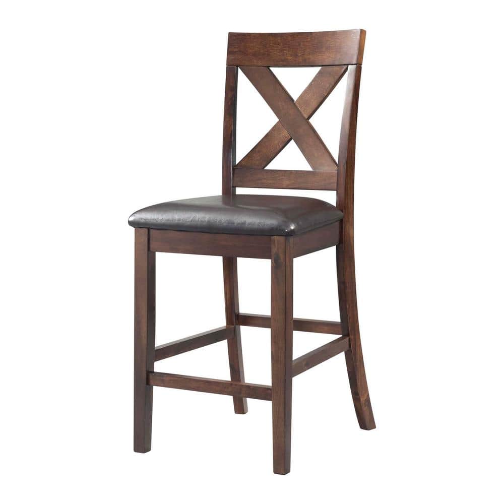 Cherry Counter Height Dining Set with Faux Leather Seats
