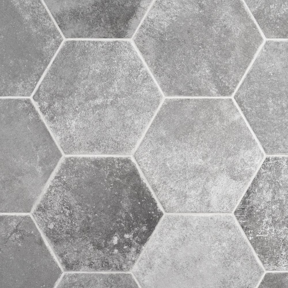 Gray Hexagon Matte Porcelain Floor and Wall Tile