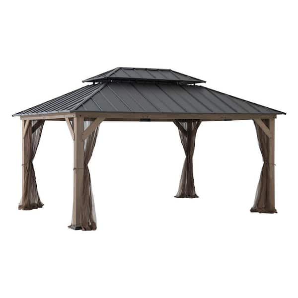 2017aw archi アーキ   LYNE TOP オートミール sサイズ 13x15 Outdoor Wood Gazebo Kit, Cedar Frame & Steel Roof | SUNJOY