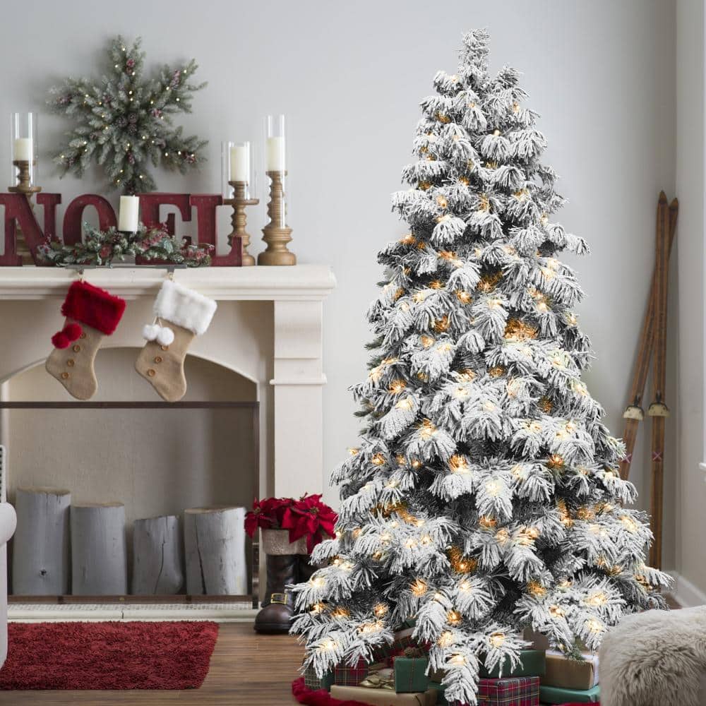 8 ft. Flocked Snowy Patio Minimalist Scarecrow-Shaped Christmas Tree with 470 LED Lights price history on PriceWatchPro