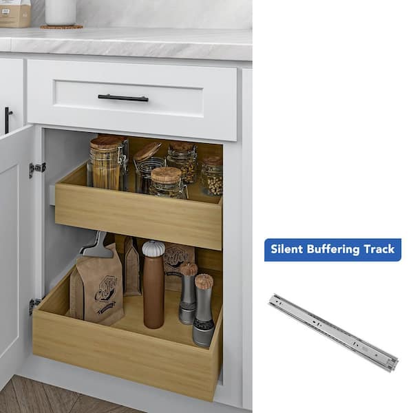 17 in. W x 20.4 in. D x 3.3 in. H in Wood Color Rollout Drawer for Kitchen Cabinets and Shelves