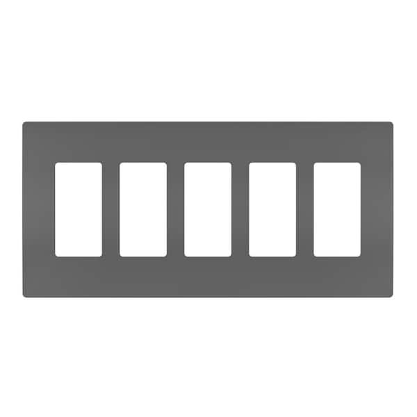 Legrand radiant 5-Gang 5-Decorator/Rocker Screwless Wall Plate, Black (1-Pack)