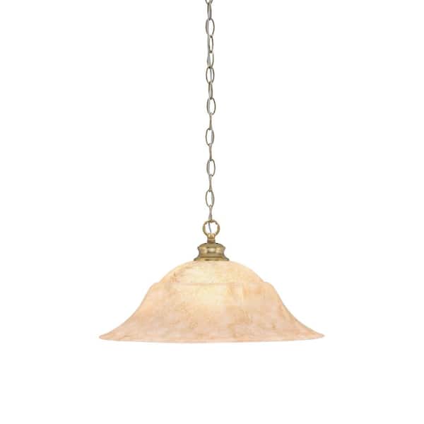 Unbranded Peabody 60-Watt 1-Light New Age Brass Shaded Mini Pendant Light with Glass Shade