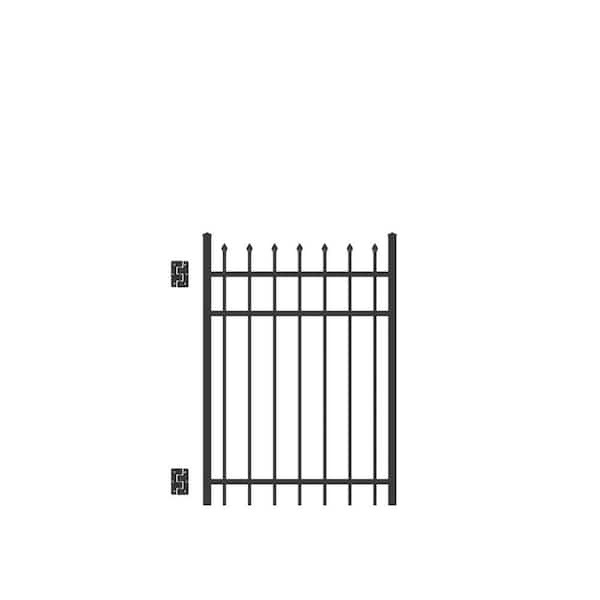 Veranda Cascade Standard-Duty 3 ft. W x 4 ft. H Black Aluminum Straight Pre-Assembled Fence Gate