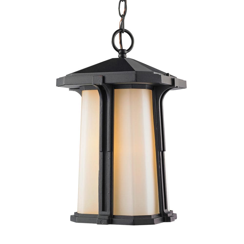 Harbor Lane 12 in. 1-Light Black Outdoor Hardwired Weather Resistant Pendan
