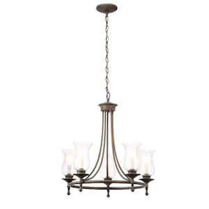 Grace 5-Light Rubbed-Bronze Chandelier with Seeded Glass Shades