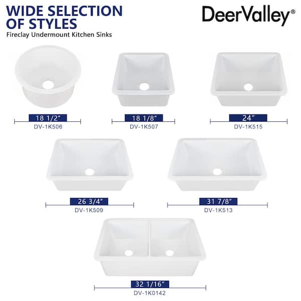 DEERVALLEY 32 in. L x 19 in. W White Fireclay Rectangular DEERVALLEY 32 in. L x 19 in. W White Fireclay Rectangular