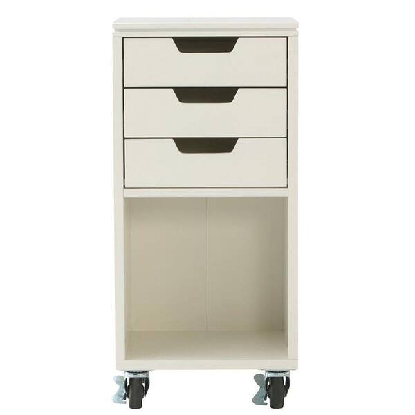 Home Decorators Collection Avery 13 in. W 3-Drawer MDF Single Bin Mobile Cart in White