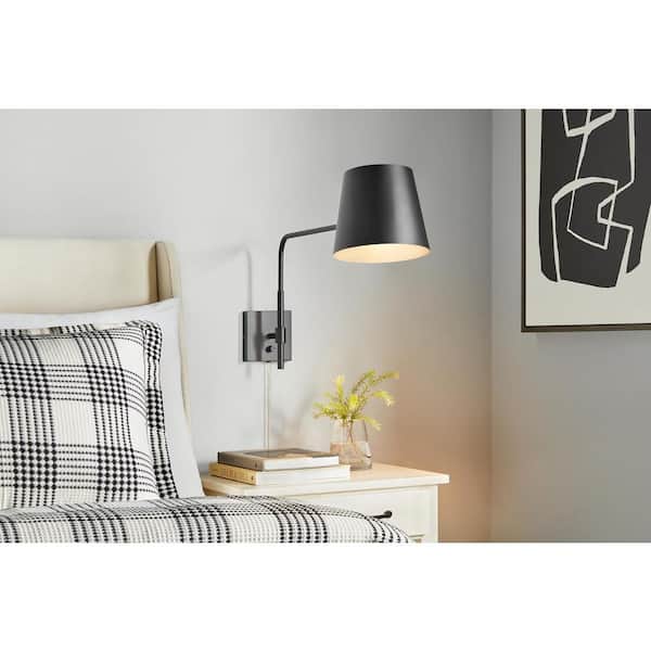 Gallers 7.875 in. 1-Light Matte Black Wall Sconce