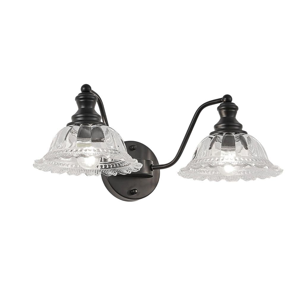 20 in. 2 Light Matte Black Vanity Light with Clear Glass Shade price history on PriceWatchPro