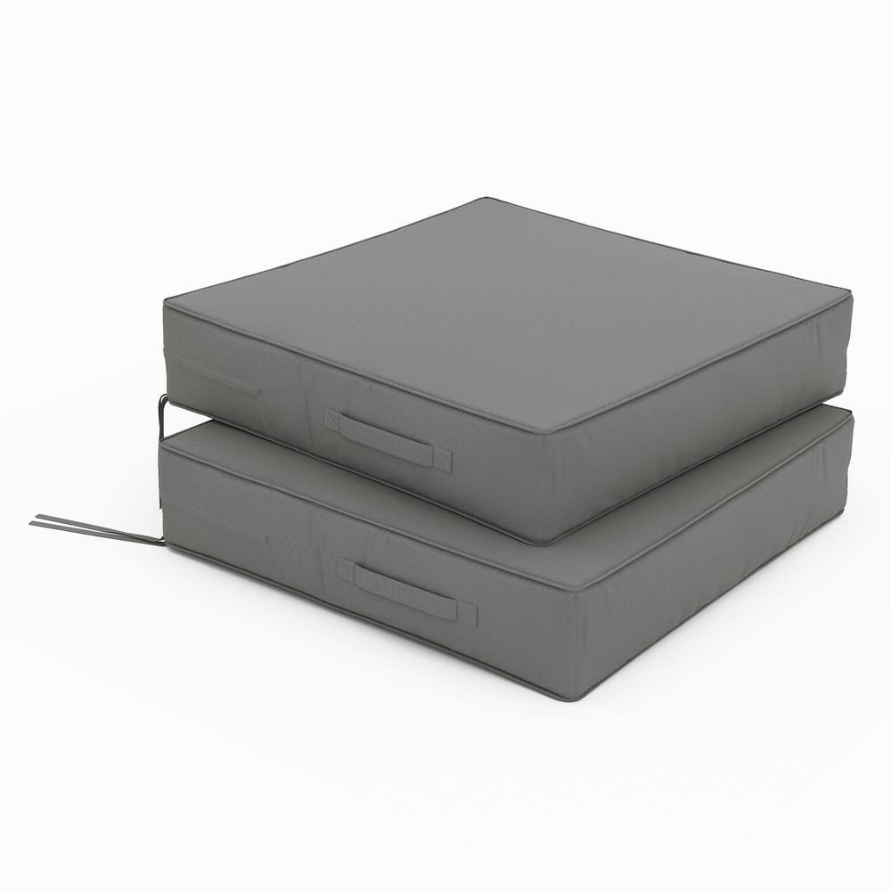 24 in. x 24 in. x 5 in. (2-Pack) Square Outdoor Patio Seating Repacement Lounge Chair Dining Seat Cushion Light Grey price history on PriceWatchPro