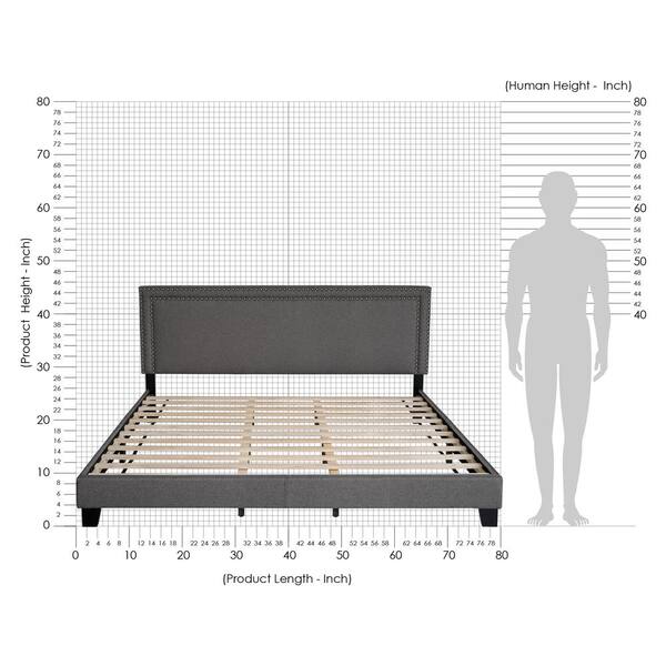 Furinno Laval Stone King Double Row, King Size Bed Frame Height