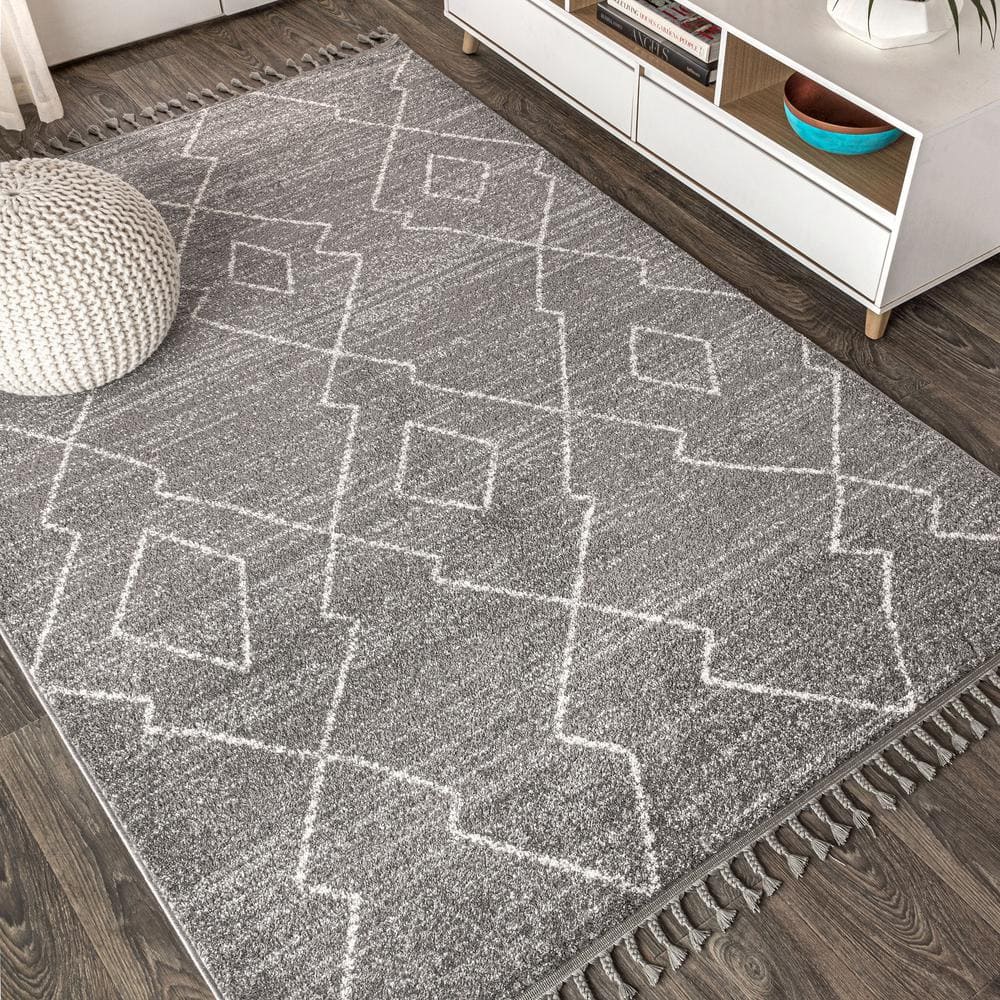 Modern Vintage Moroccan Beni Souk 3x5 Rug in Gray and Cream
