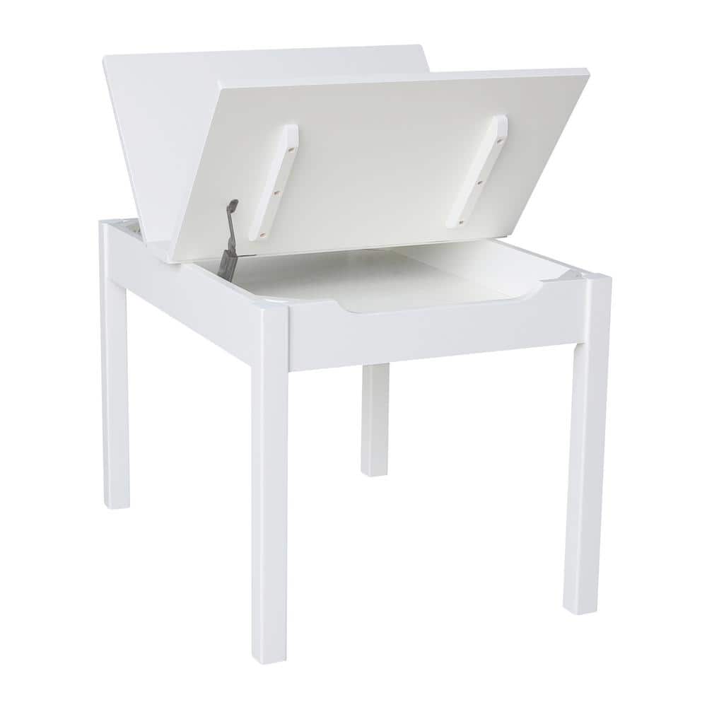 White Rectangular Extendable Wood Lift Top Table