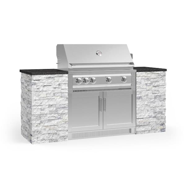 NewAge Products Signature Series 79.16 in. x 25.5 in. x 51 in. 6-Piece Outdoor Kitchen Cabinet Set with Natural Gas 40 in. Grill