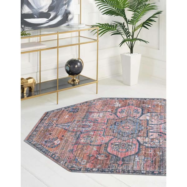 Nostalgia Gem Multi 8 ft. Octagon Machine Washable Area Rug