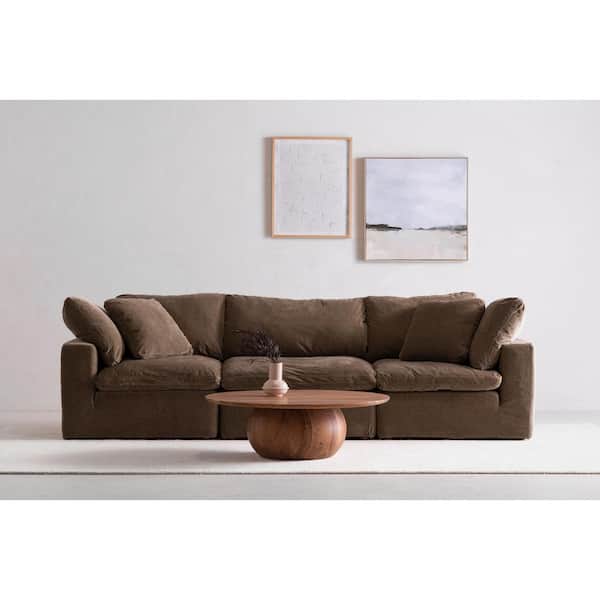 Jeremy 114 in. 3-Piece Performance Fabric Modular Sectional Sofa in Desert Sage, Stain-Resistant Polyester Upholstery