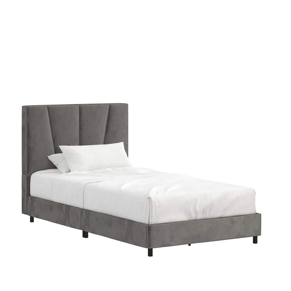 REALROOMS RealRooms Maverick Upholstered Bed, Twin Size Frame, Gray ...