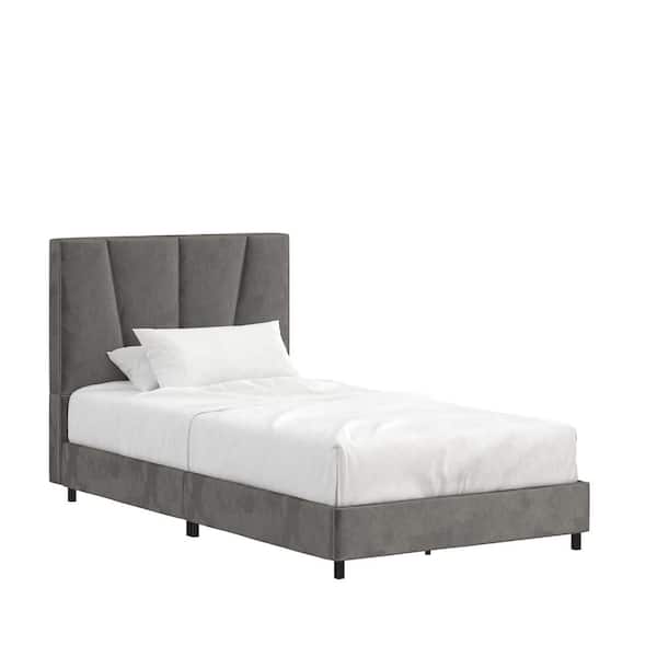 REALROOMS RealRooms Maverick Upholstered Bed, Twin Size Frame, Gray Velvet