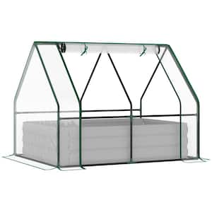 50 in. W x 37.5 in. D x 36 in. H Outdoor Clear Galvanized Raised Greenhouse Garden Bed with 2 Roll-Up Windows