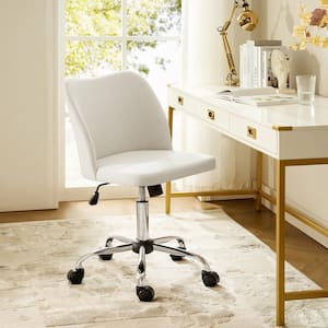 Javier Beige Modern Upholstery Armless Office Chair with Metal Legs