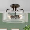 LALUZ 12 in. 4-Light Modern Farmhouse Bronze Flush Mount Semi-Flush ...