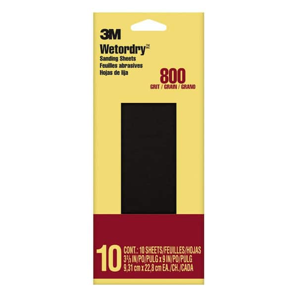 3M Imperial Wetordry 3.7 in. x 9 in. Ultra Fine 800-Grit Sheet Sandpaper (10-Sheets/Pack)