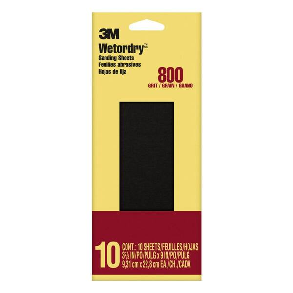 3M Imperial Wetordry 3-2/3 in. x 9 in. 800 Grit Sandpaper Sheets (10 Sheets/Pack)