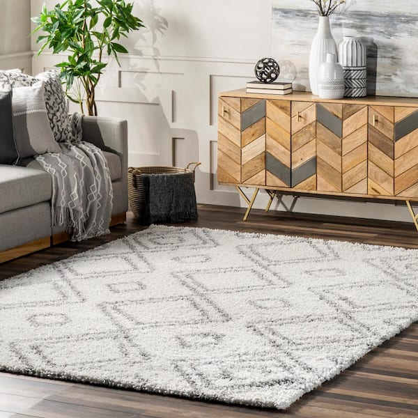 Iola Soft and Plush Shag White 4 ft. x 6 ft. Area Rug