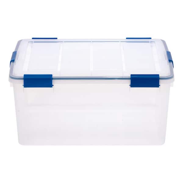 Iris USA 40 Quart Plastic Storage Bin Tote Organizing Container with Durable Lid and Secure Latching Buckles, Stackable and Nestable, 4 Pack, Pearl
