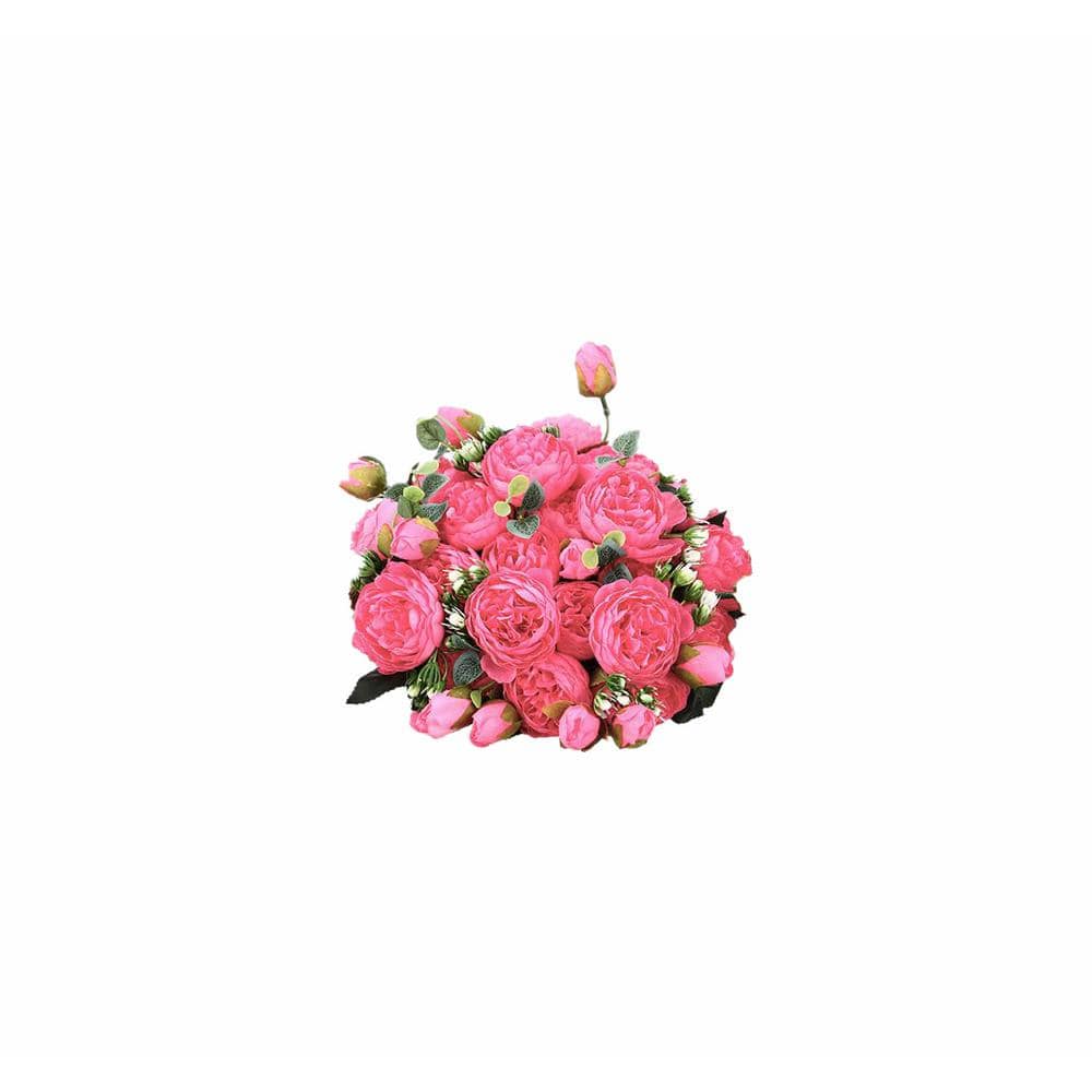 Rose 11.8 in. Height Red Artificial Peonies Flowering Plants Decor