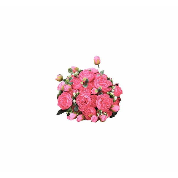 Larksilk 20 in. Red Indoor/Outdoor Artificial Rose Flower 7