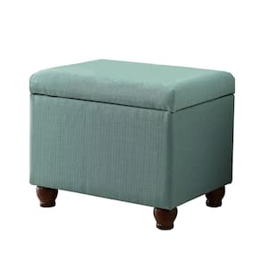 Aqua Teal Textured Medium Ottoman with Storage 18 in. Height x 22 in. Width x 18 in. Depth