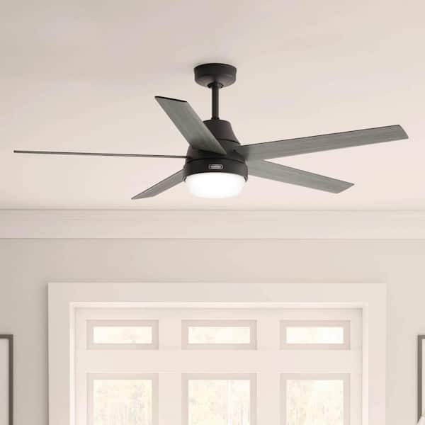 Aerodyne 60 in. Wi-Fi Energy Star Matte Black Smart Standard Ceiling Fan with LED Light Kit and Handheld Remote