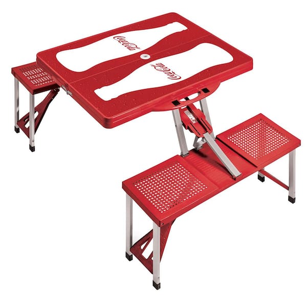 Picnic Time Coca-Cola Red Coke Bottle Portable Picnic Table 811-00