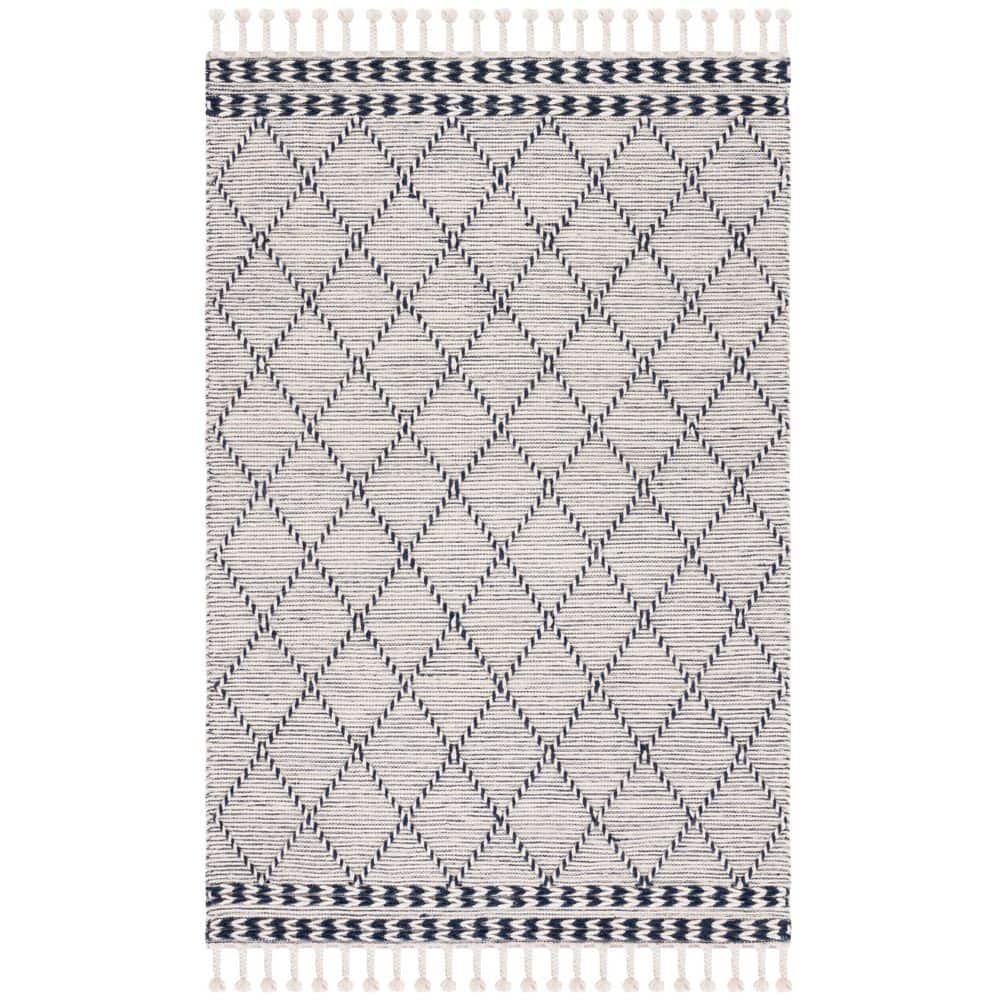 Vermont 4 ft. x 6 ft. Ivory/Navy Diamond Border Fringe Area Rug price history on PriceWatchPro