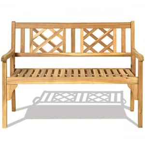 2-Person Wood Outdoor Patio Foldable Bench